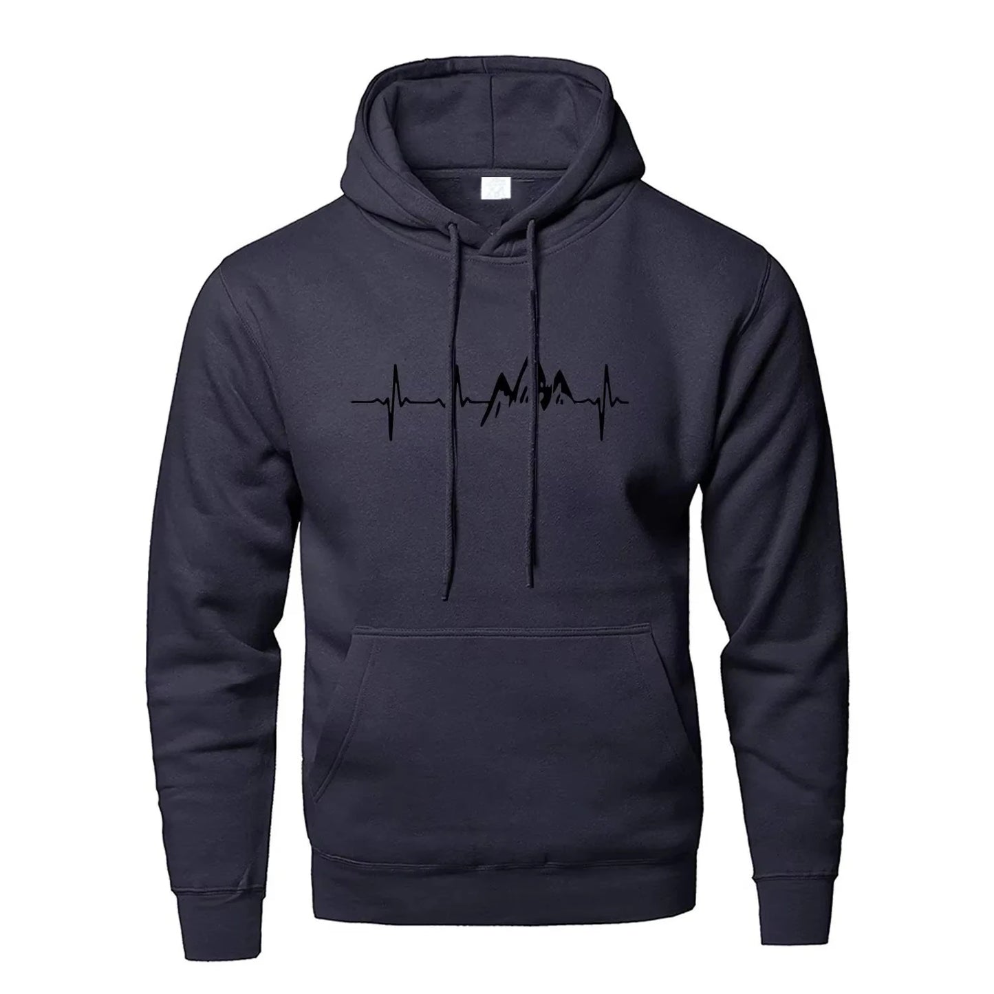 Mountain Heartbeat Hoodies for Man Sweatshirt Autumn Long Sleeve Hooded Sweatshirt 4