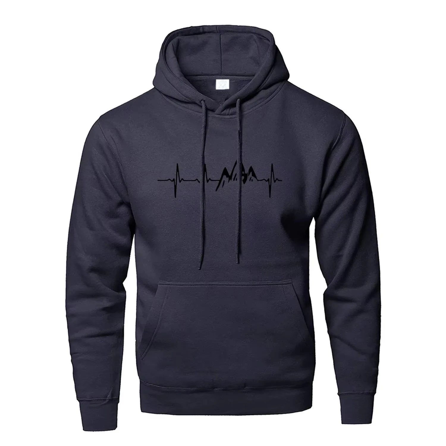 Mountain Heartbeat Hoodies for Man Sweatshirt Autumn Long Sleeve Hooded Sweatshirt 4