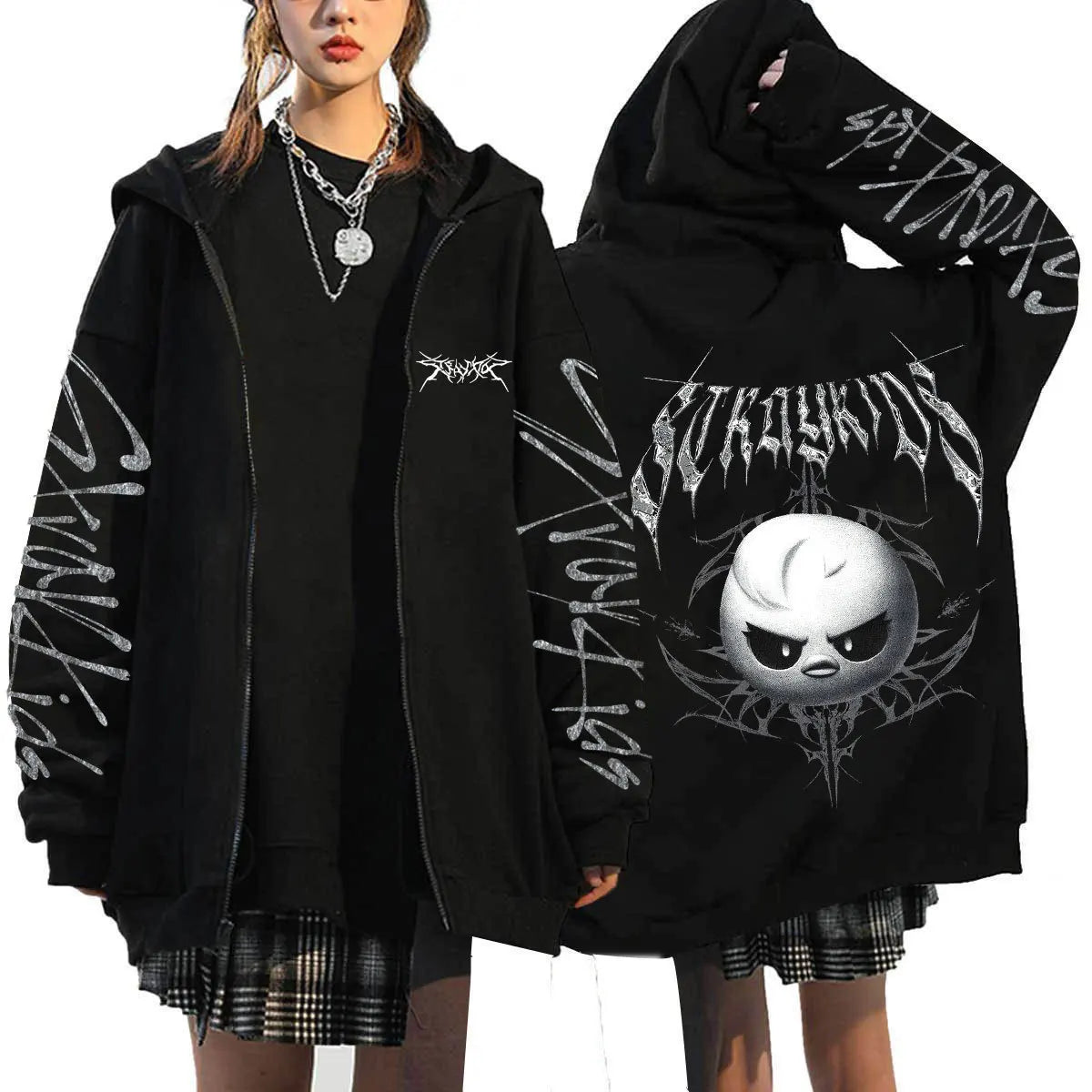 KPOP DominATE Tour Merch FELIX HAN BANGCHAN CHANGBIN HYUNJIN SEUNGMIN LEE KNOW Cartoon Print Zip Up Women/Men Hoodie Sweatshirt