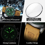Luxury Man Watch Quartz Waterproof Luminous Date Chronograph Leather Men Wristwatch 4