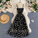 Daisy Print Mesh Midi Dress