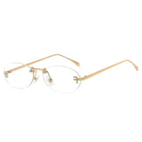 Retro Rimless Oval Cat-Eye Sunglasses
