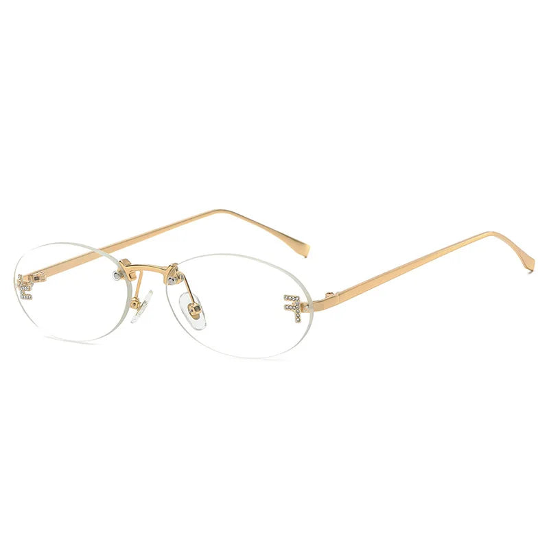Retro Rimless Oval Cat-Eye Sunglasses
