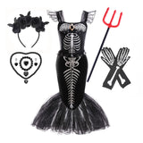 Girls' Gothic Skeleton Mermaid Costume