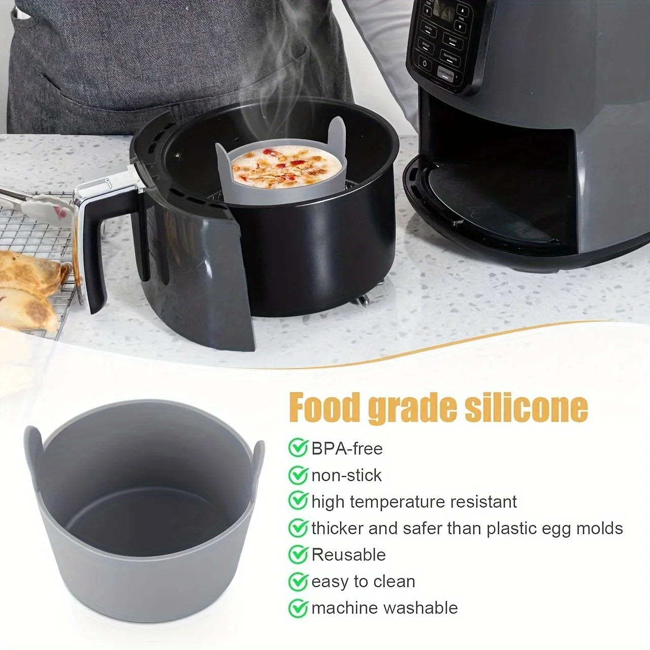 1pc/4pcs Air Fryer Silicone Egg Poacher Cups Silicone Egg Cooker Mold 5