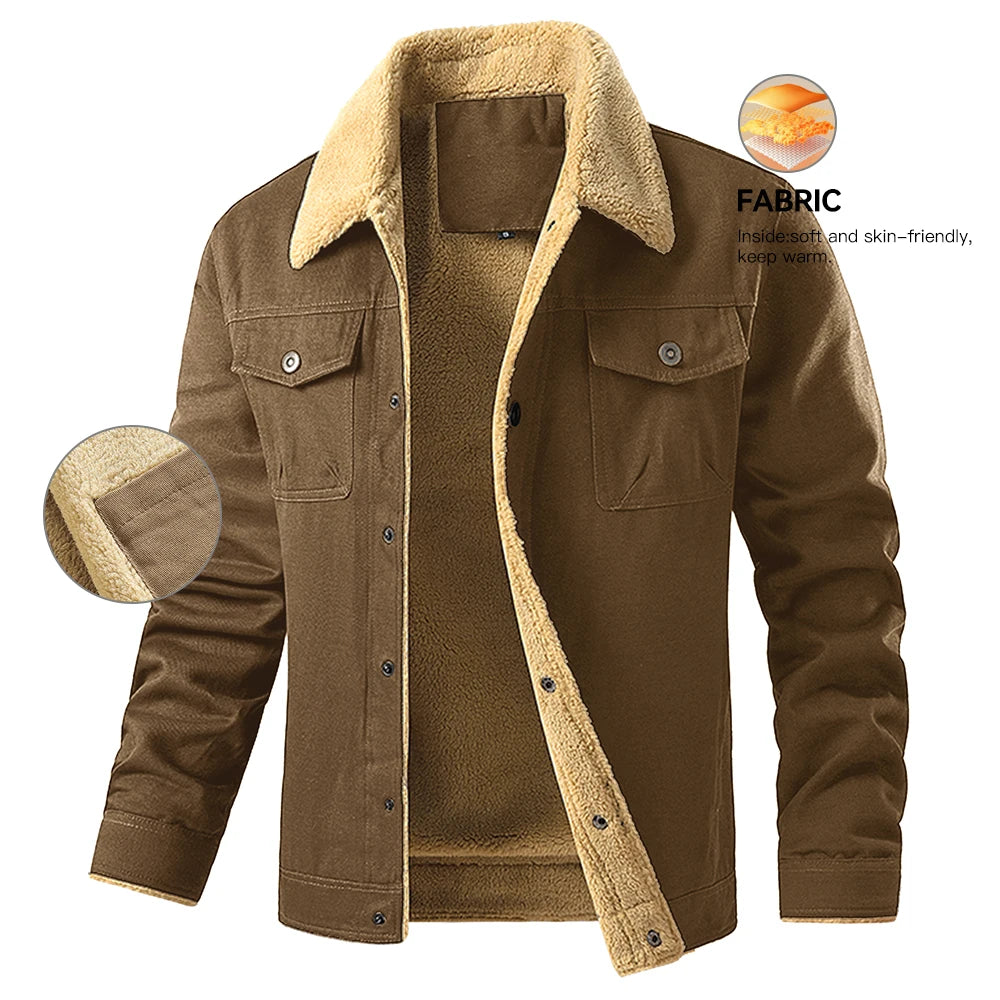 Men's Jackets Winter Warm Waterproof Fleece Lined High Quality Multi-color Coat Comfortable Casual Outerwear US Size 4