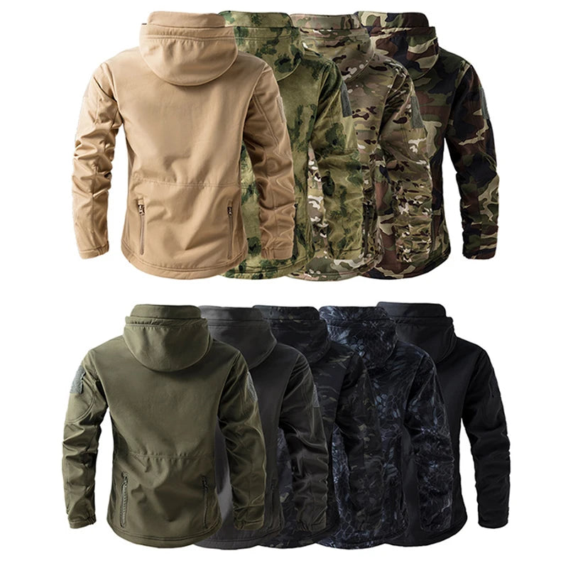 Lurker Shark Skin Soft Shell Tactical Jacket Men Waterproof Fleece Hooded Coat Hunt Clothes Autumn New Outdoor Camouflage Jacket 5
