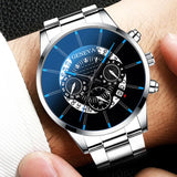 2pcs Luxury Men Business Watch Stainless Steel Calendar Big Dial Watches for Men Fashion Sports Casual Quartz Wristwatch Clock 3