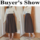 Lucyever Vintage Brown High Waist Pleated Skirt Women Korean Fashion College Style Long Skirt Ladies Autumn Casual A line Skirts 6