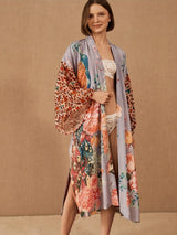 Beach Kimono Cover Up | Peacock Print Wrap Dress | Swimsuit Cover Up | Beachwear 3