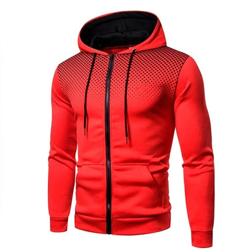 Men’s Polka Dot Slim Fit Zip-Up Hoodie