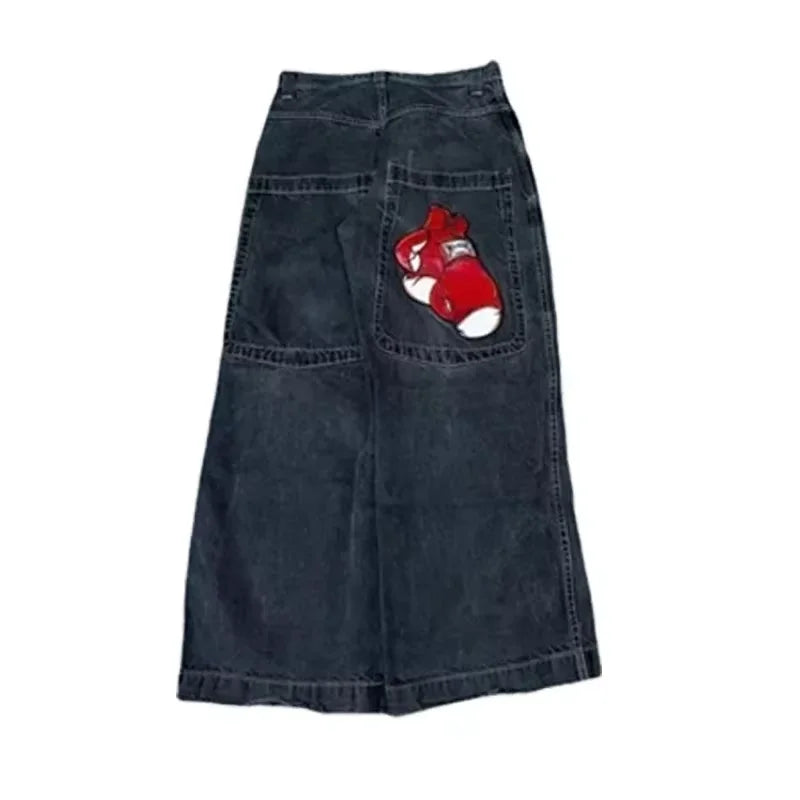 Y2K Embroidered Baggy Jeans