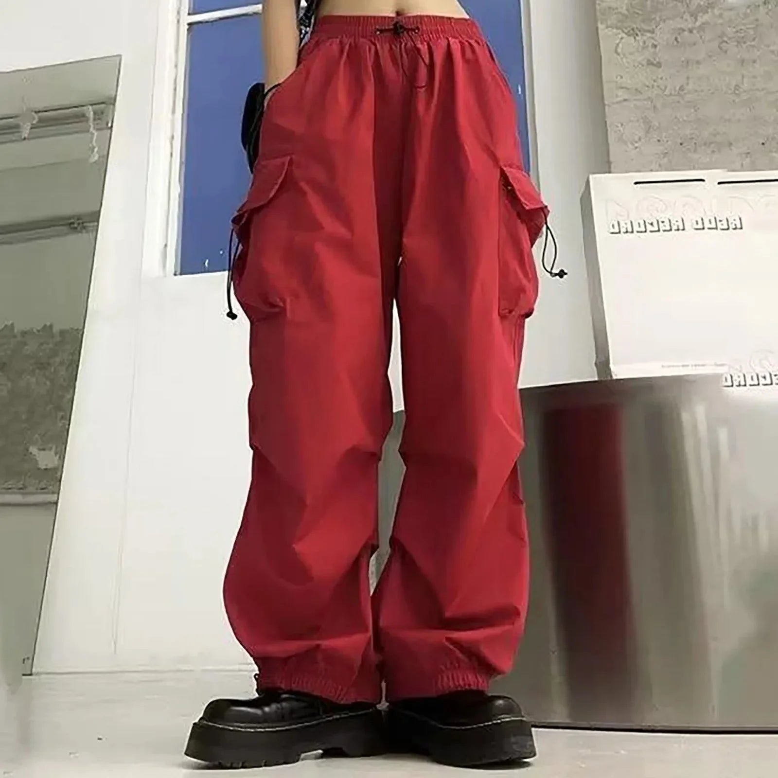 Women Pants Casual Low Waist Drawstring Sweatpant Solid Drawstring Parachute Trousers Oversized Pants Jogger Women'S Pants 3