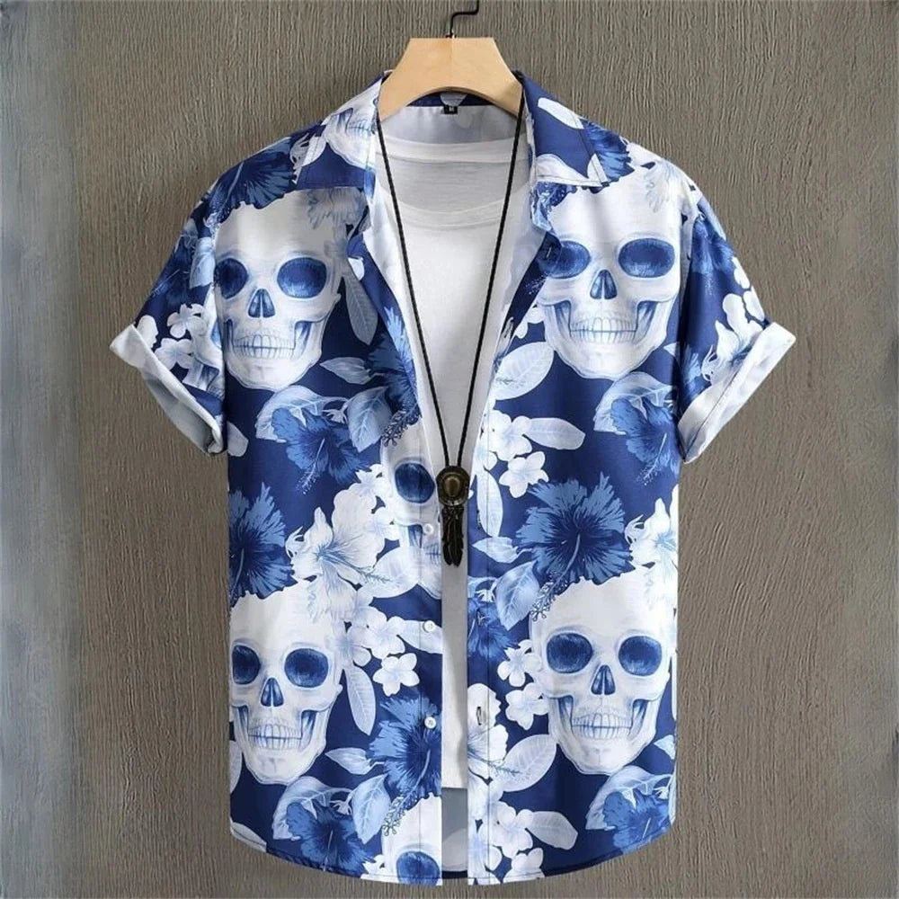 3D Printed Men's Lapel Shirt - Geometric Design, Short Sleeve Hawaiian Style