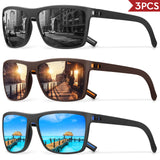 3/4 Pack New Designer Box Polarized Colorful Sunglasses