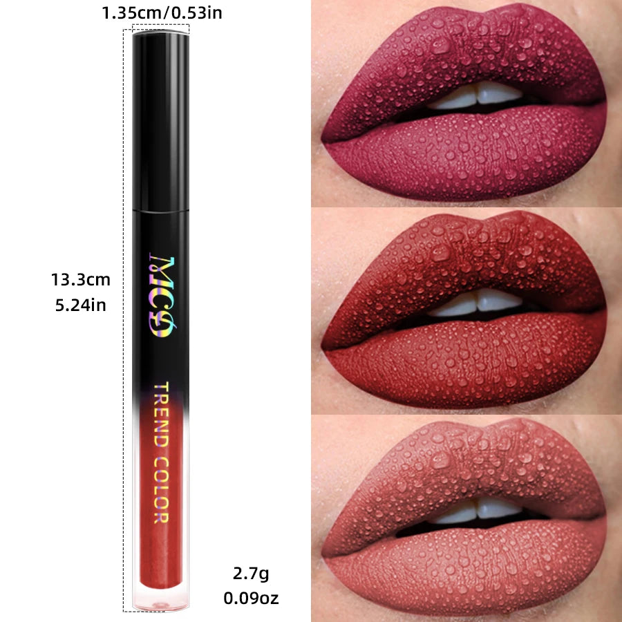 19 colors Matte Velvet Lip Gloss Waterproof Liquid Lipstick Nude Black Lips tint Makeup Lip Glaze Cosmetics Red Lip Stain Beauty 5