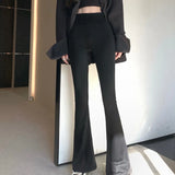 Spring Summer Black Flare Pants High Waist Black Vintage Skinny Pants Fashion Casual For Women Streetwear Indie Solid Trousers 1