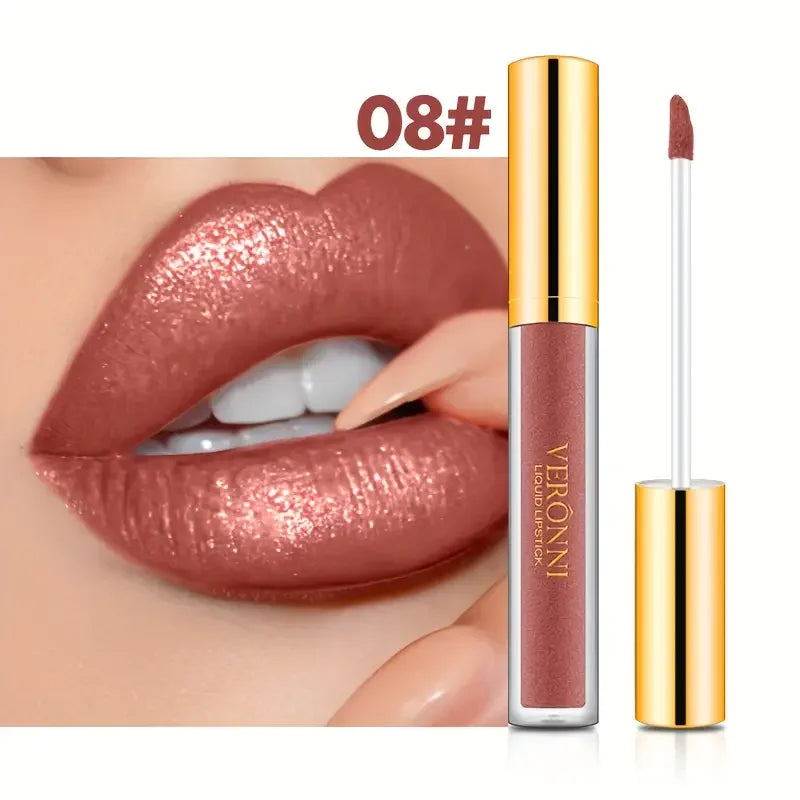 10-Color Diamond Shimmer Liquid Lipstick Set