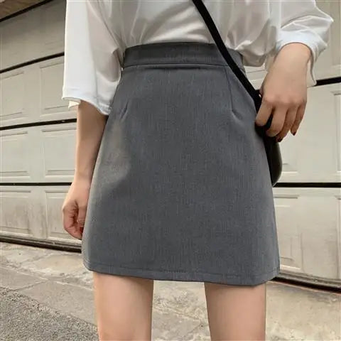 Skirts Women Solid All-match Mini Teenagers Fashion Lady Empire Popular Charm Preppy Temperament Ulzzang Simple Casual Gray New 8