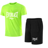 EVERLAST Men's T-shirt + Shorts 2pcs Set Leisure Breath Short Sleeve Sport Jogging Gym Brand Print Clothing
