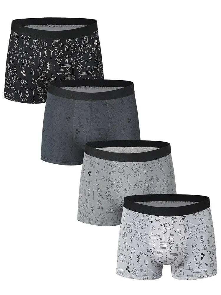 4-Pack-European-and-American-Size-MEN-S-FASHION-Printed-Boxer-Underwear-Comfortable-Swimming-Trunks-Oversized