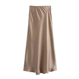 MUJER Woman 2025 Satin Skirt Women High Waist Long Skirts For Women Summer Black Midi Skirt Woman Office Elegant Women's Skirts 5