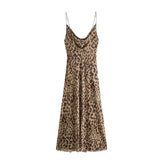 Leopard Print Long Dress Women Tulle Backless Slip Dress Woman 2