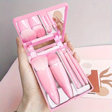 5-Piece Portable Makeup Brush Set with Mirror