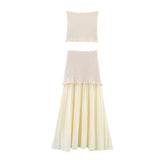 DEEABAE Autumn And Winter New Round Neck Buckle Decoration Gentle and Versatile Short Sleeve Knitted Cardigan Half Skirt Set 4