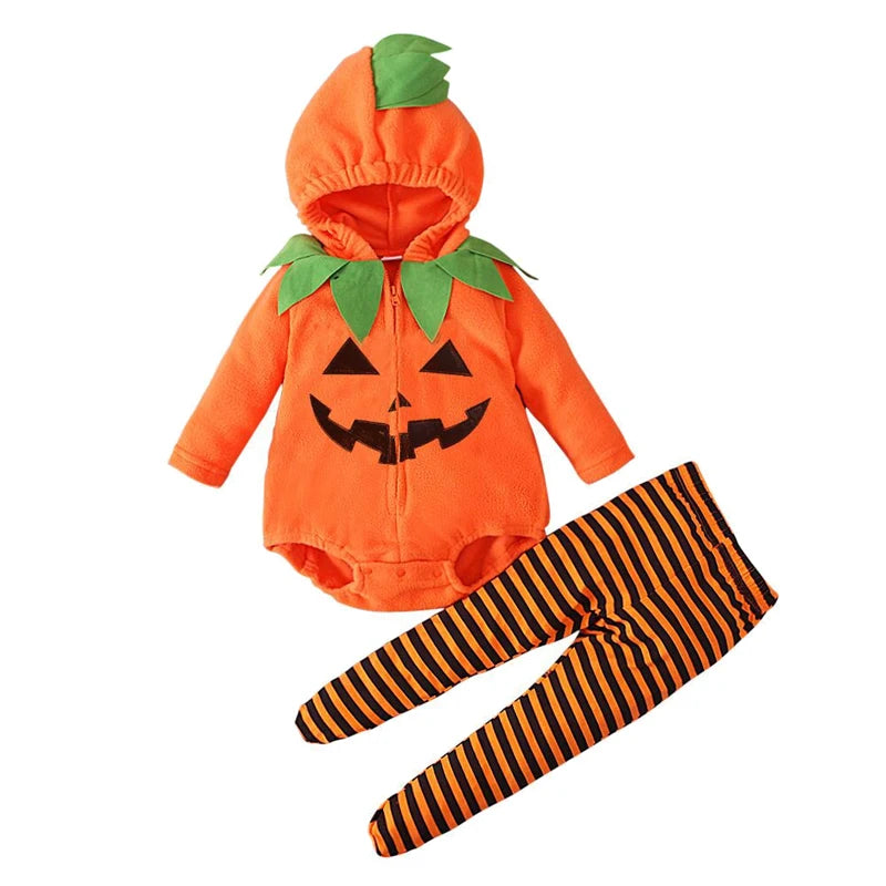 2025 Pumpkin Cosplay Jumpsuit Baby Girls Boys Halloween Clothes Sets New Baby Girl Set Carnival Party Costumes Halloween Gifts 3