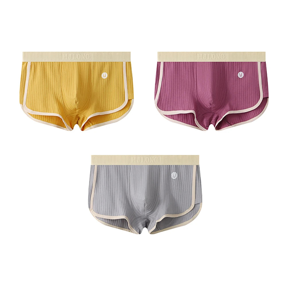 3-Pack Men's 100% Cotton Striped Boxer Briefs