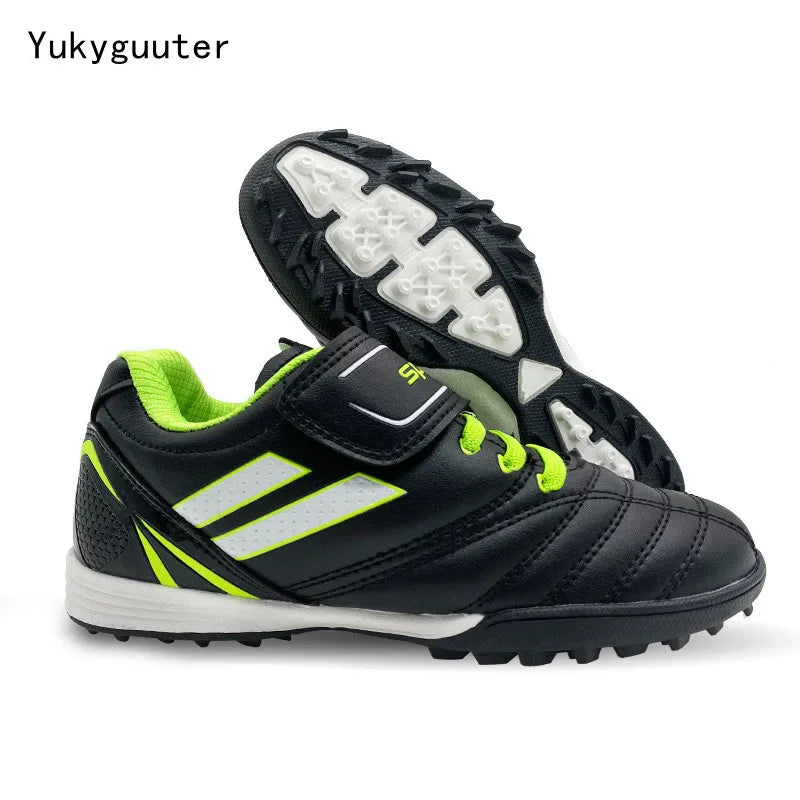 Children Football Shoes Soccer Boots Kids Boy Girl Sneakers New Leather High Top Soccer Cleats Training Outdoor Hook & Loop Mesh 2