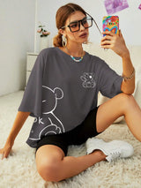 Women's Cotton T-Shirt - Kawaii Teddy Bear Graphic Print - Summer Casual Top 3