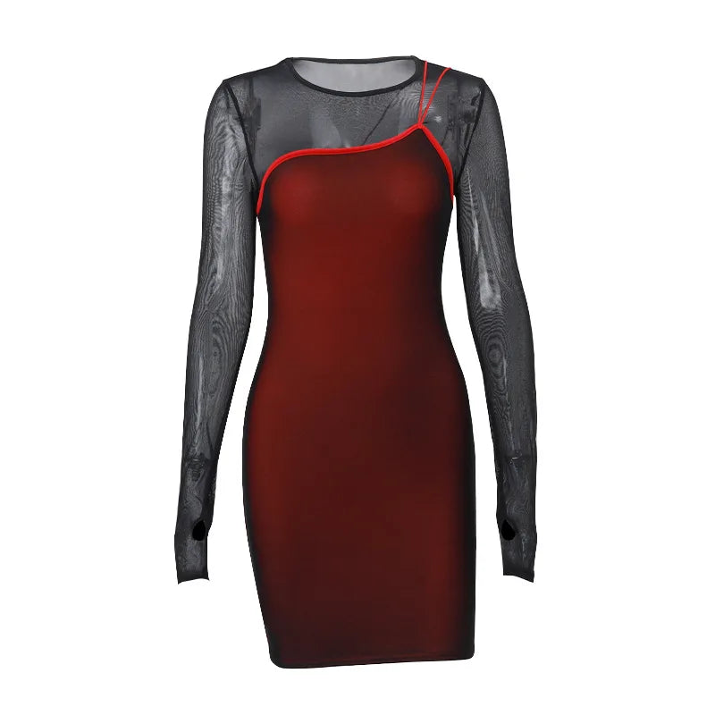 NEONBABIPINK Sexy Sheer Dresses for Women Fall 2023 Fashion Mesh Long Sleeve Bodycon Mini Dress Club Outfits N33-CE17 7