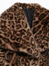 Women's Thick Warm Leopard Faux Fur Jacket, Lapel Collar Coat, Long Sleeve Female Outerwear, Chic Tops, Fashion 5