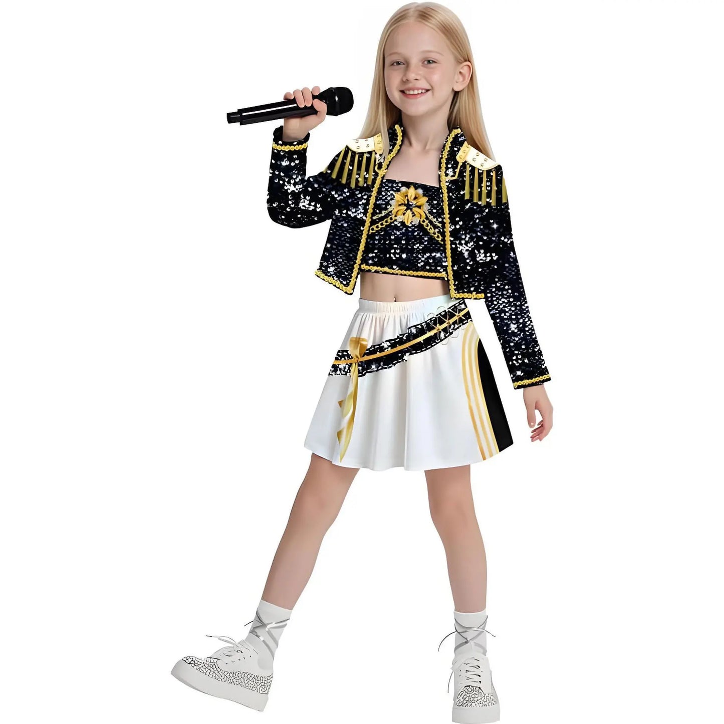 Hot Movie KPop Demon Hunters Costume Girl Cosplay KPop Singers Dance Role Halloween Demon Outfits Top + Pants + Accessories Set 4