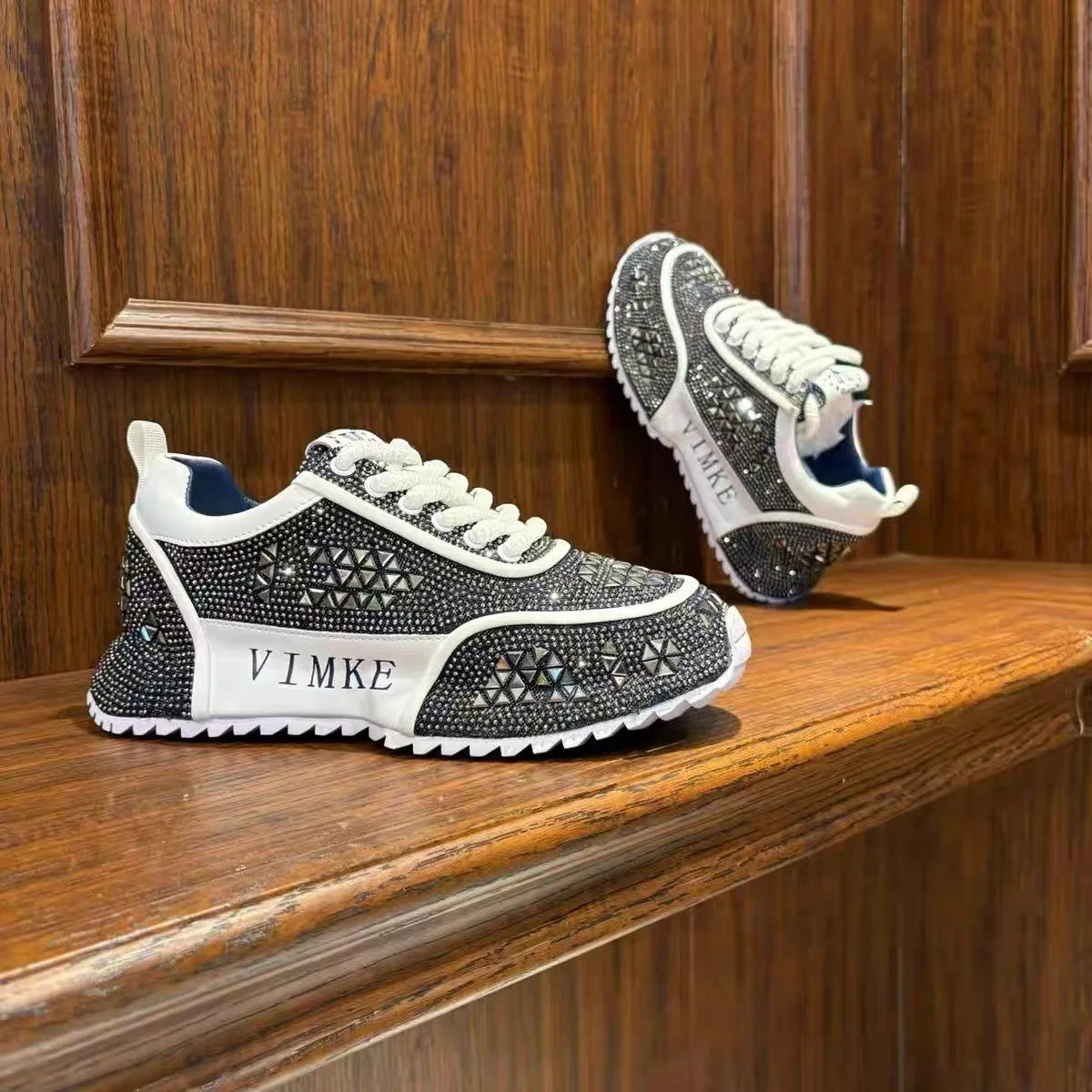 Chunky Sneakers Men Designer Bling Punk Board Shoes Fashion Casual Leather Mesh Breathable Increased Internal Platform Gym Shoes