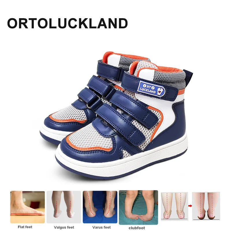 2022 Summer Boy Sneakers Toddler Kid Orthopedic Shoes For Children Ankle Support Leather Anti-Slip Sporty Running Boot Size24-36