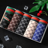 Men’s Printed Comfort Boxer Briefs (5-Piece Set)