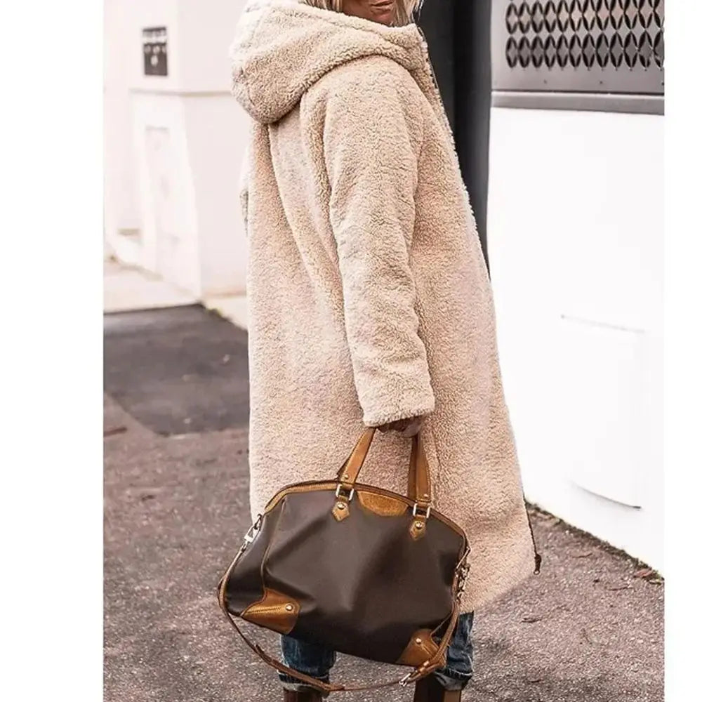 Winter Hooded Quilted Jacket For Women Solid Reversible Long Sleeve Thick Coat Warm Fashion Long Outerwear Casual Puffer Coats 6