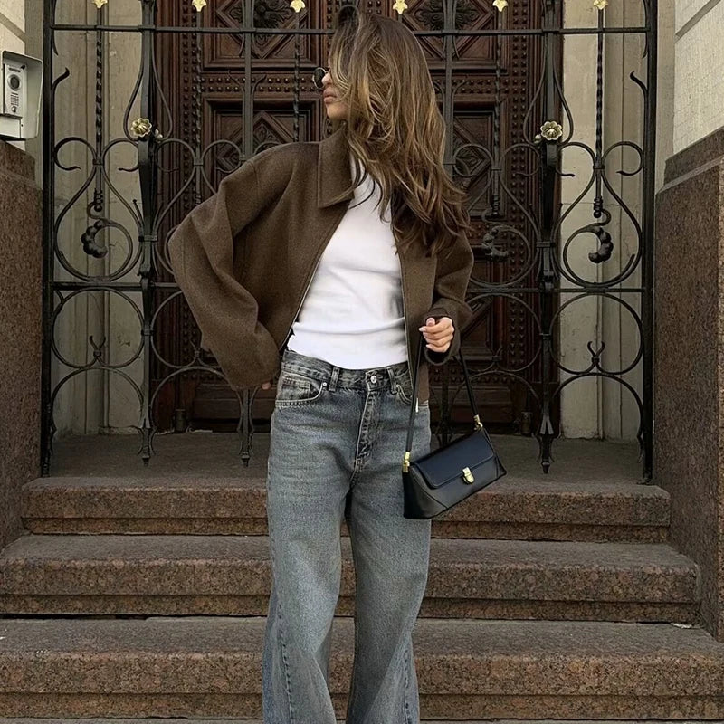 Autumn Jackets Women's 2025 New Coats Chic Loose Lapel Warm Street Women's Jackets Simple Casual Joker Youth Outerwear 4