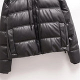 Zach Ailsa women's simple faux leather hooded warm thick cotton clothing autumn and winter new long sleeved jacket jacket 4