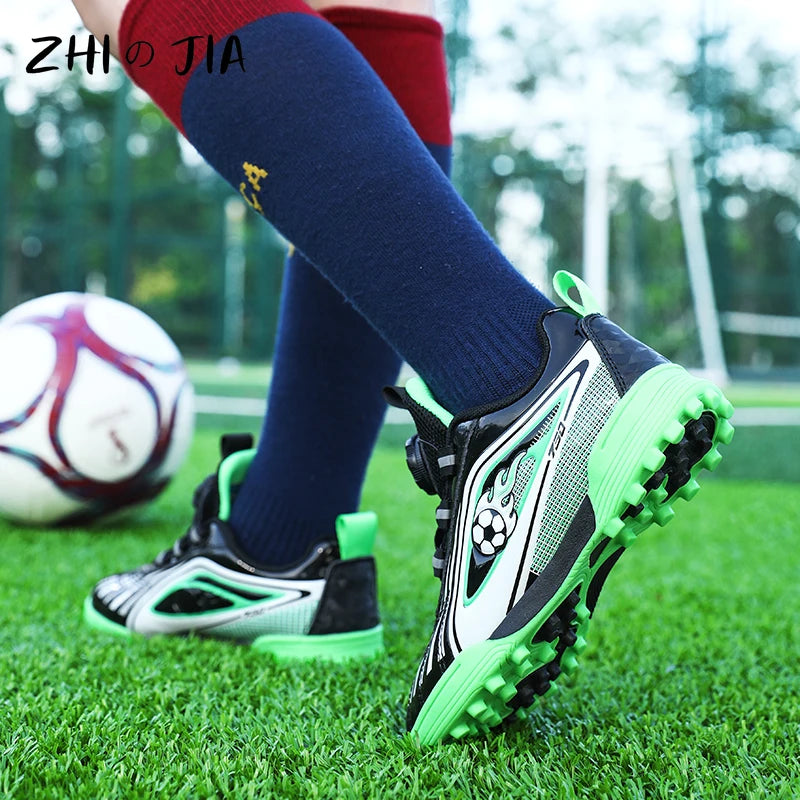 Children's Rotary Buckle Sneaker Boys Girls Professional Training Football Shoes Anti Slip Lightweight Fashion Football Footwear 5