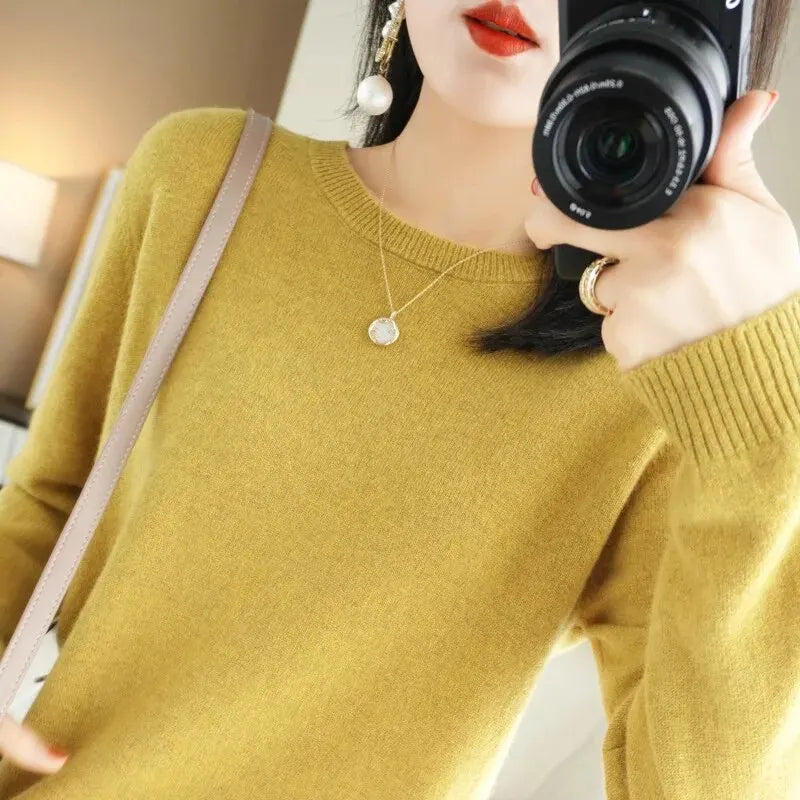 Women Sweater O-neck Autumn Winter BasicPullover Warm Casual Pulls Jumpers Korean FashionSpring Knitwear Bottoming Shirt 2023 4
