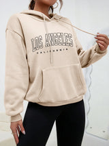 Los Angeles Letter Design Fleece Hoodie