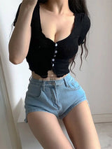 Sexy T Shirt For Ladies 2024 Crop Top Short Sleeve Black Top Women Clothing New Summer Tees Female Fashion Korean Femme Y2K Top 5