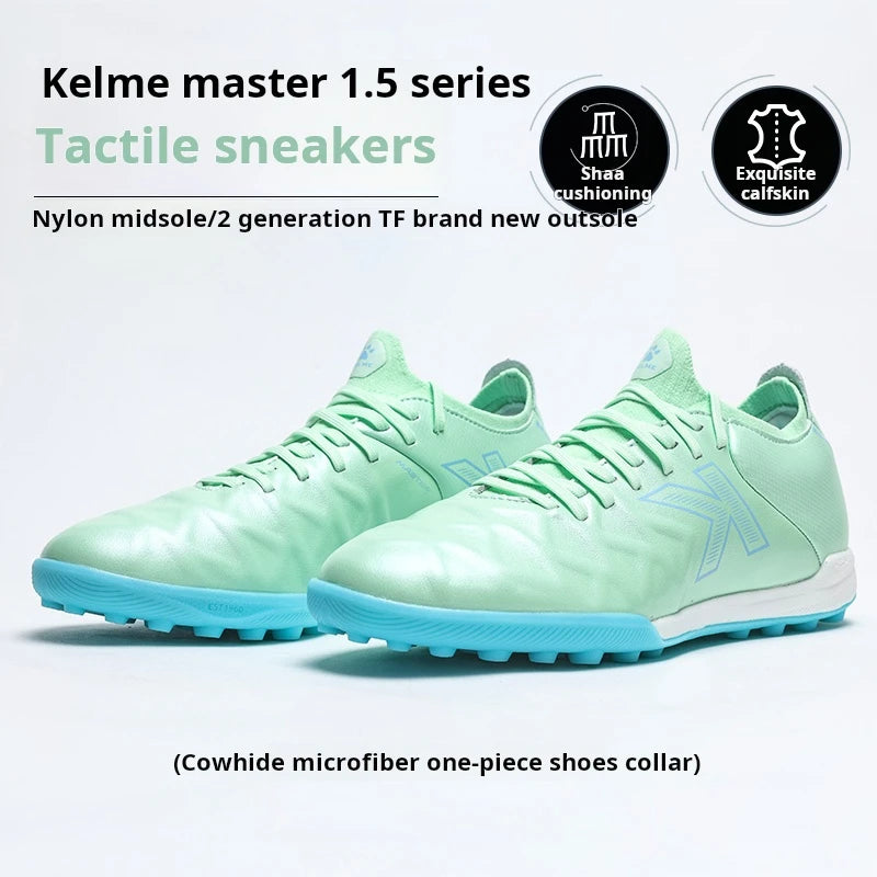 Kelme Soccer Shoes Football Boots Sneakers Men Outdoor Cleats Boots TF Short Staple Calf Leather Artificial Grass Five Person