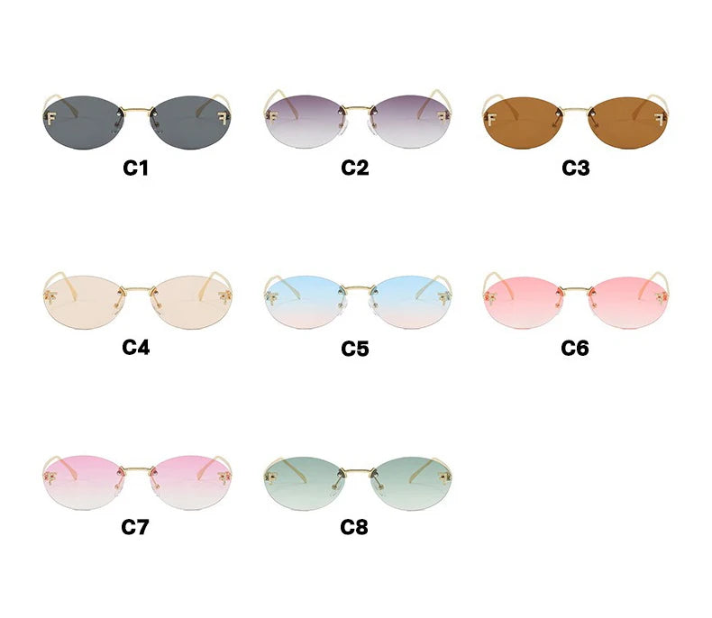Women's Retro Rimless Oval Cat Eye Sunglasses - UV400 Frameless Sun Glasses 4
