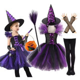 Witch Tutu Kids Halloween Costume Disguise Cosplay Carnival Party Christmas Toddler Girls Princess Dress Prom Gown Dress