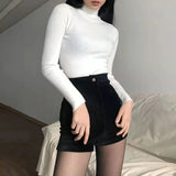Women's Black Goth Pants Shorts High Waist Spring Autumn Fashion Tight Sexy Stretch Y2K Corduroy Female Casual Pants 4